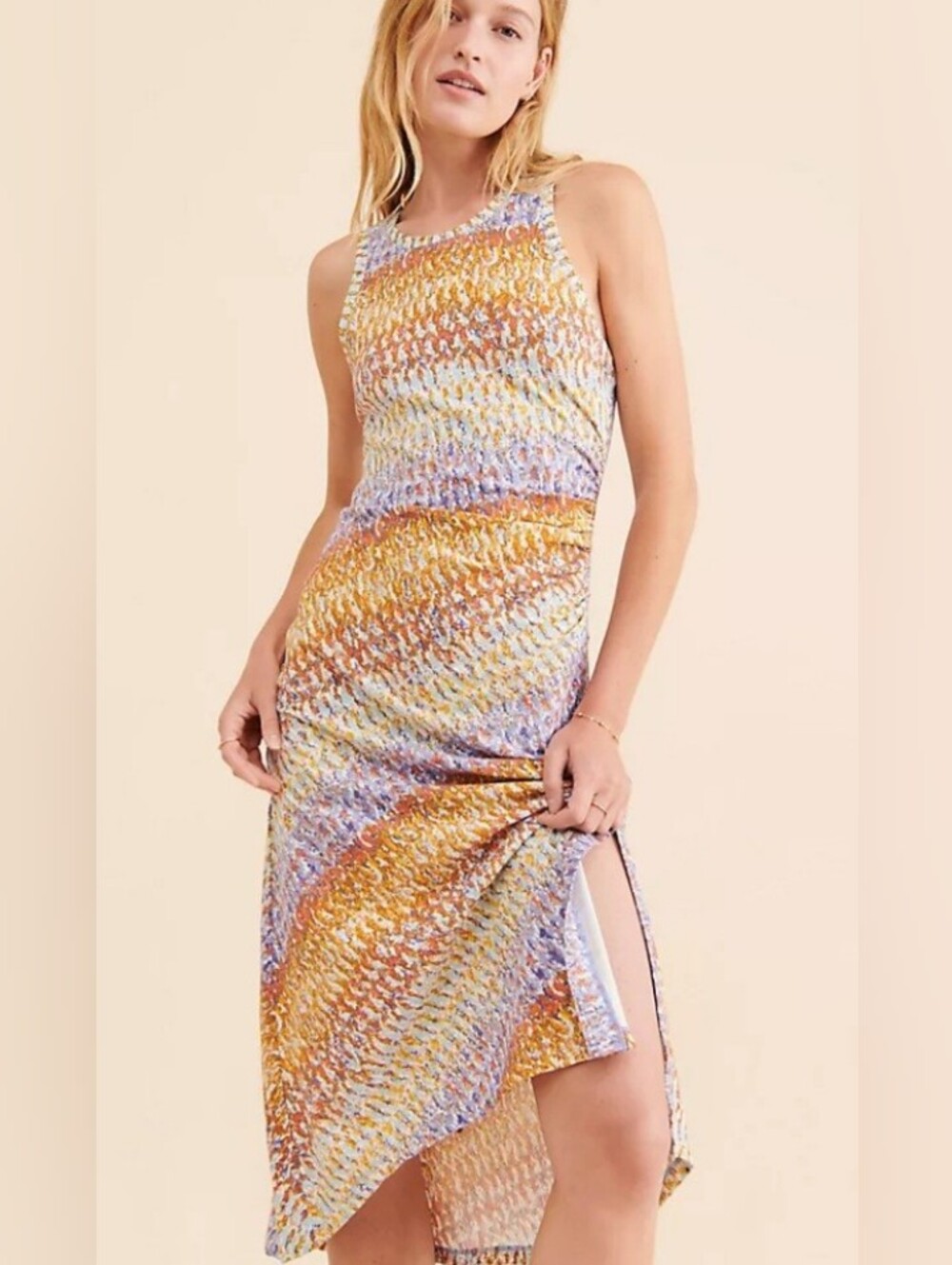 Daily Practice Treasure Ruched Sleeveless Midi Dress Size XS NEW NWT